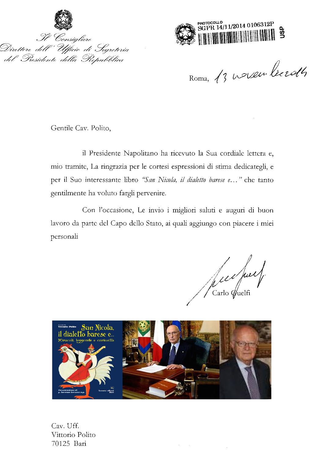 lettera presidente napolitano
