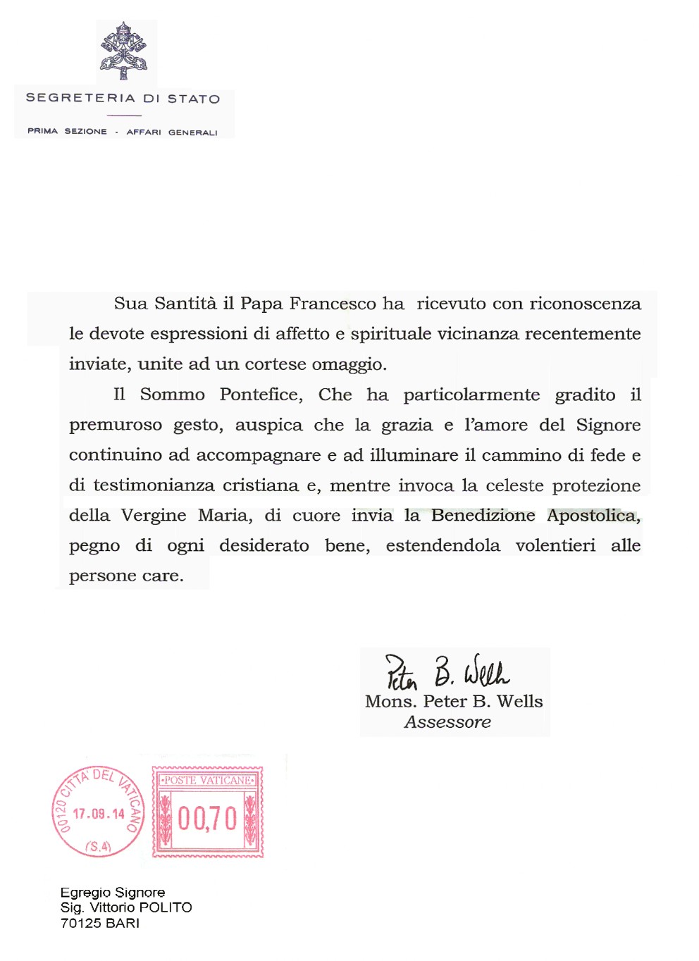 lettera da vaticano libro